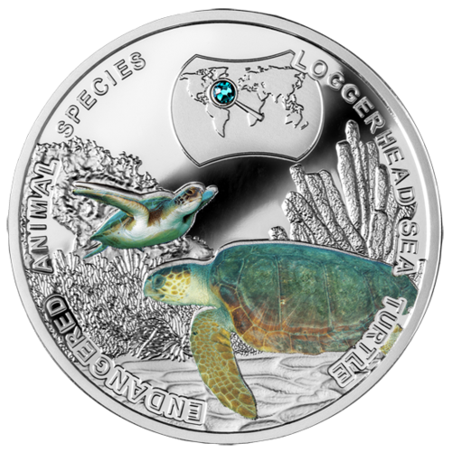 endangered animal species coin loggergead sea turtle
