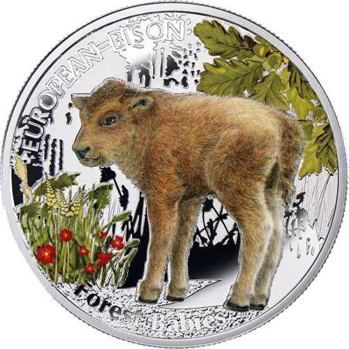 silver coin European Bison Forest Babies niue