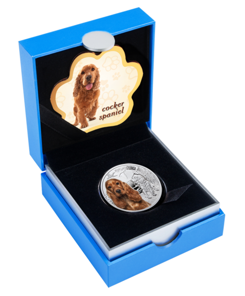 silver coin Cocker Spaniel, 1 dollar, Series: Man’s Best Friends – Dogs