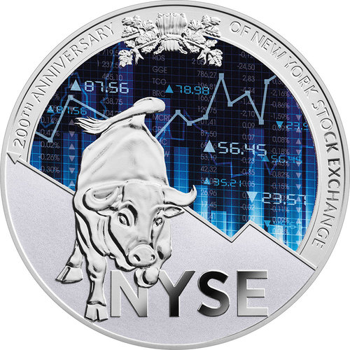 200th New York Stock Exchange 10 000 francs silver coin