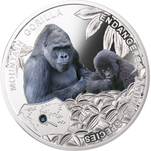 silver coin Mountain Gorilla, 1 dollar, Series: SOS to the World – Endangered Animal Species
