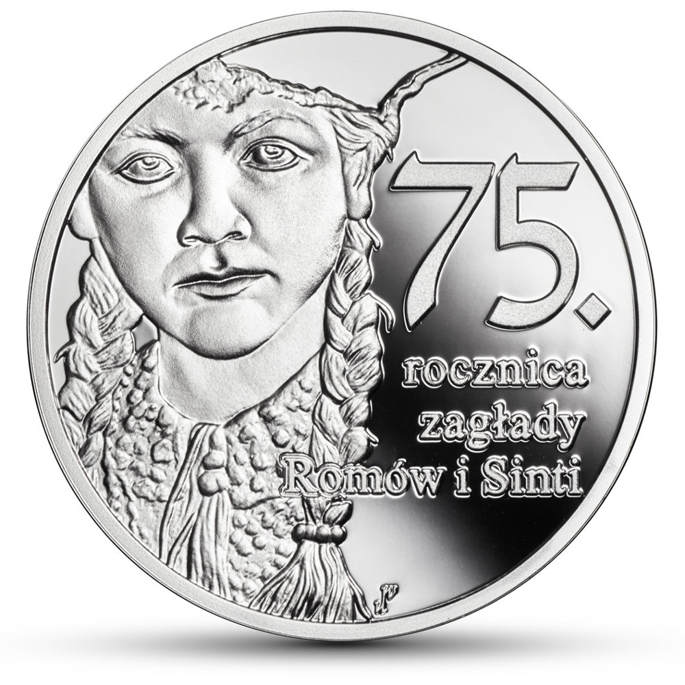 75. rocznica zagłady Romów i Sinti, srebrna moneta, 10 zł