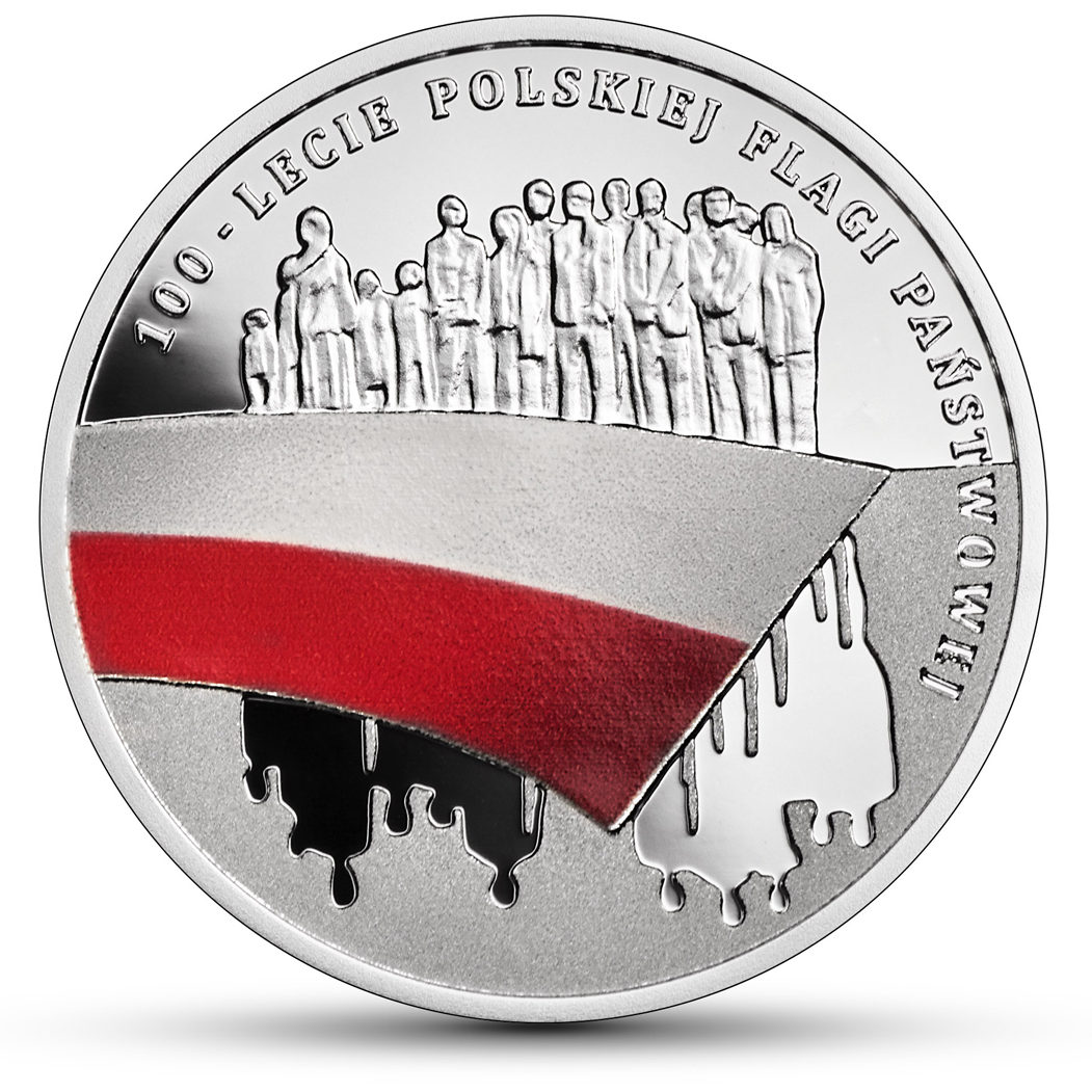 100-lecie polskiej flagi państwowej, 10 zł, zestaw z przypinką