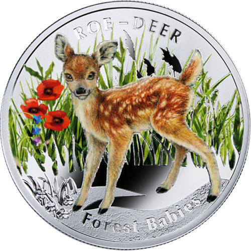 gift coin Roe-Deer, 1 dollar, Series: Forest Babies