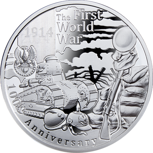 silver coin 100th Anniversary of the outbreak of World War I