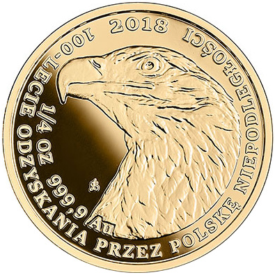 Bielik - złota moneta bulionowa 1/4 oz. - 100-lecie odzyskania przez Polskę niepodległości